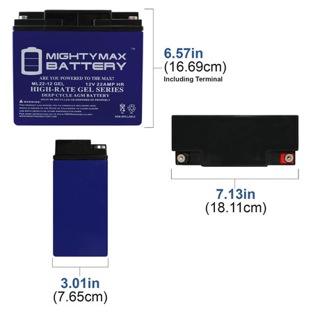 Mighty Max Battery 12V 22AH GEL Battery Replacement for Schumacher DSR PSJ2212 ProSeries ML22-12GEL575